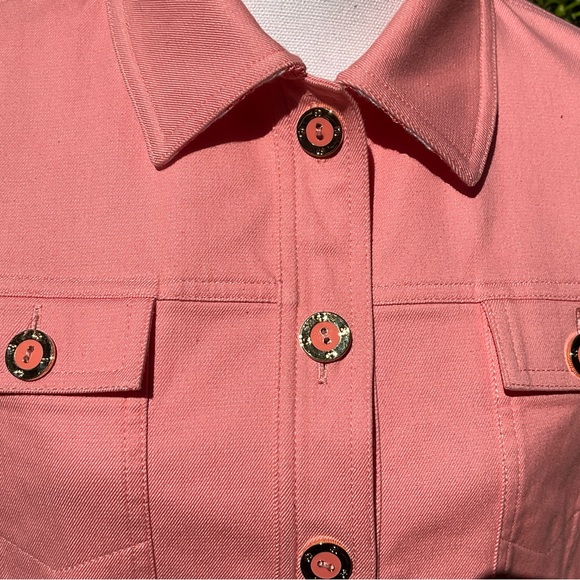 St John Sz S Flamingo 🦩 Pink dress Jacket SJ logo buttons day evening couture - Picture 5 of 7